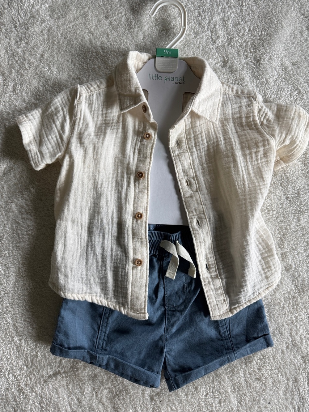 Little Planet Cream Gauze Button-Down Shirt for Kids